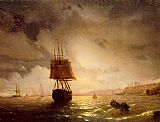 Sea Canvas Paintings - The Harbor at Odessa on the Black Sea